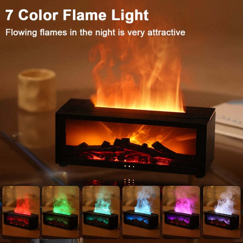 New Flame Aromatherapy Machine Colorful Essential Oil Diffuser Home Large Fog Volume Flame Humidifier 3D Flame Fireplace Machine - Image 2