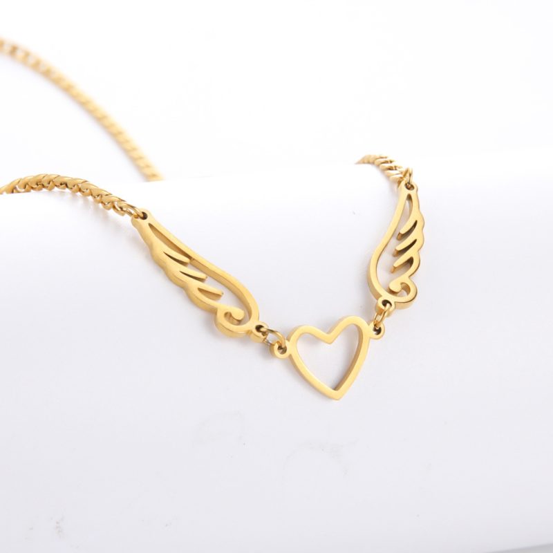 Hollow Heart Angel Wing Necklace - Image 6