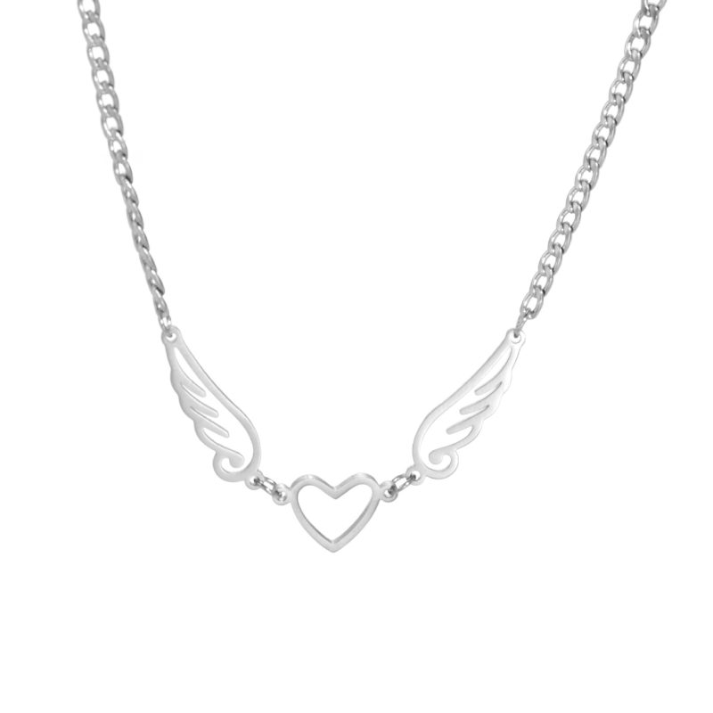 Hollow Heart Angel Wing Necklace - Image 8