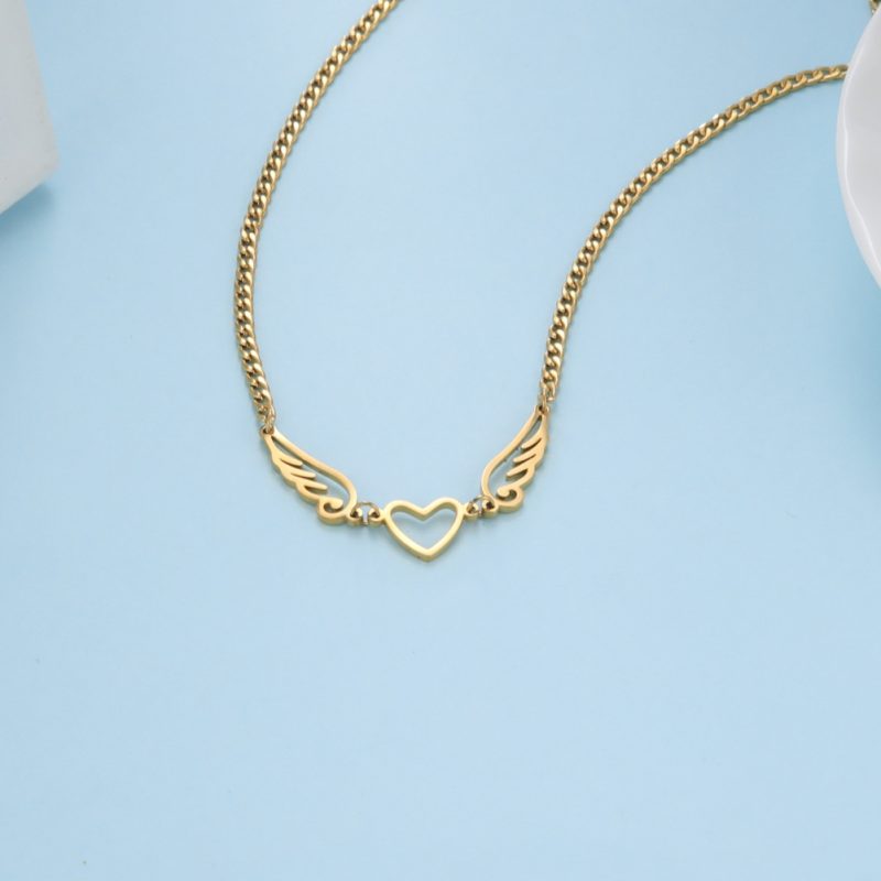 Hollow Heart Angel Wing Necklace - Image 10