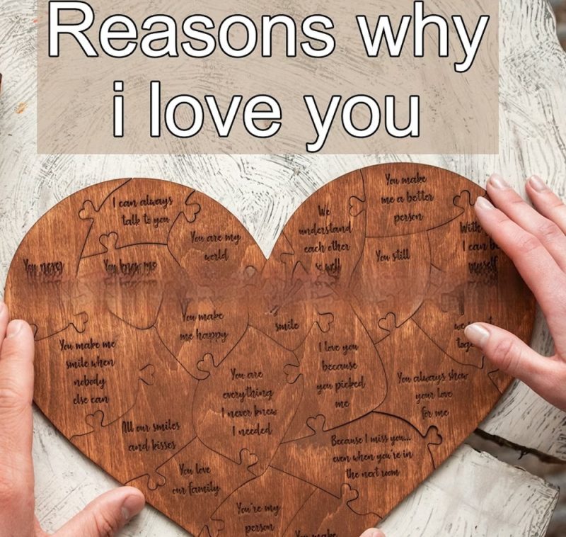 Reasons Why I Love You Wooden Heart Puzzle Romantic Love Jigsaw Puzzle Wedding Anniversary For Wife Husband Birthday Gifts Valentine's Day Gift - Image 8