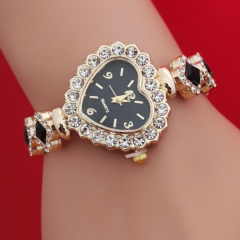 Fashion Love Shape Bracelet Watch Set Diamond Colored Heart Quartz Watch Women's Fashion Jewelry Set Valentine's Day Gift - Image 9