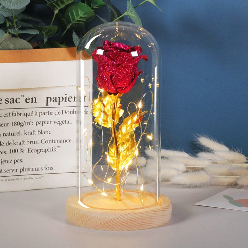 Valentines Day Gift  For Girlfriend Eternal Rose Flowers LED Light In Glass - Image 4