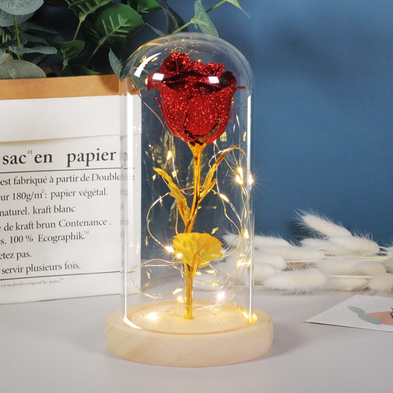 Valentines Day Gift  For Girlfriend Eternal Rose Flowers LED Light In Glass - Image 7