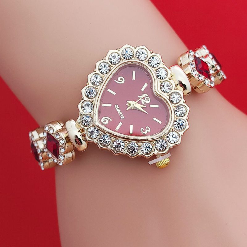 Fashion Love Shape Bracelet Watch Set Diamond Colored Heart Quartz Watch Women's Fashion Jewelry Set Valentine's Day Gift - Image 7