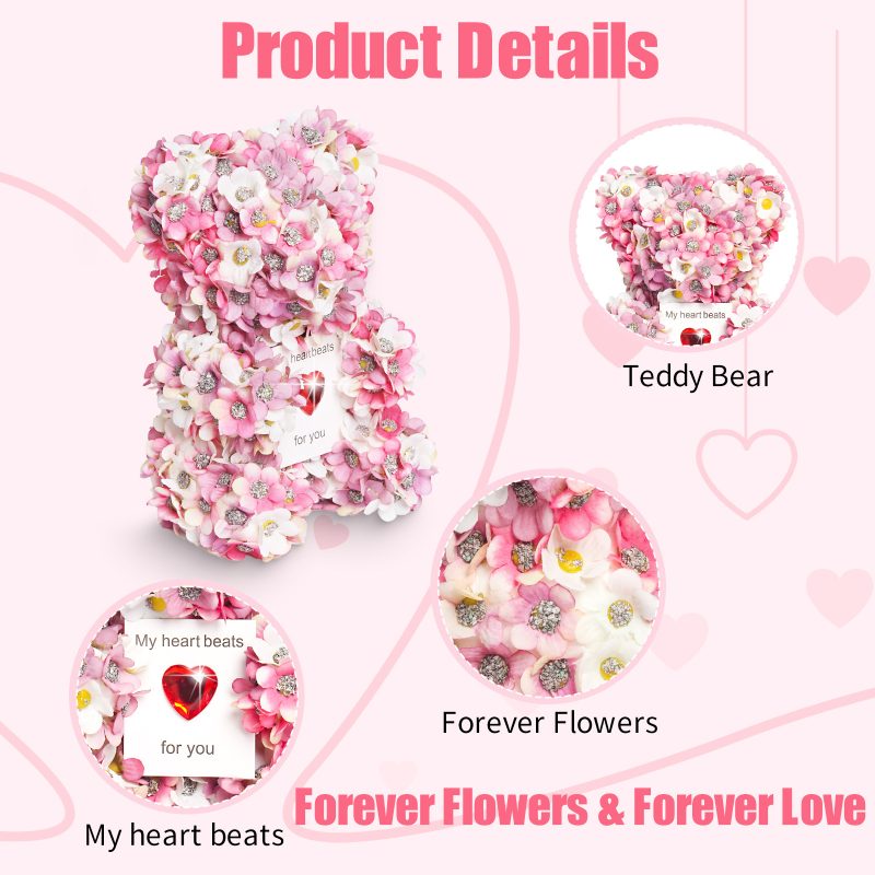 Valentine's Day Artificial Rose Bear Handmade Gift - Image 4