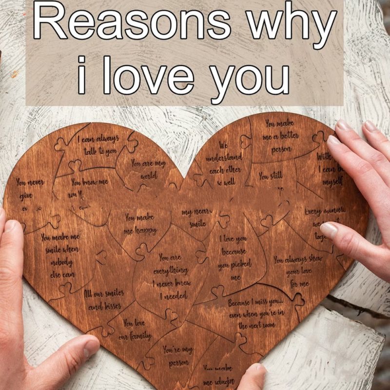 Reasons Why I Love You Wooden Heart Puzzle Romantic Love Jigsaw Puzzle Wedding Anniversary For Wife Husband Birthday Gifts Valentine's Day Gift - Image 2